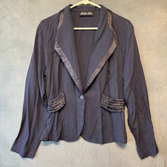 Jaclyn Hart Soft Blazer Artistic Office Vixen Detailed Work Single Button Light - Picture 1 of 8